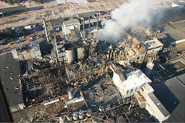 Imperial Sugar plant combustible dust explosion.