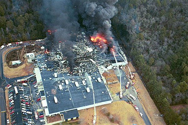 West Pharmaceutical Services in Kinston, NC after a combustible
dust explosion.