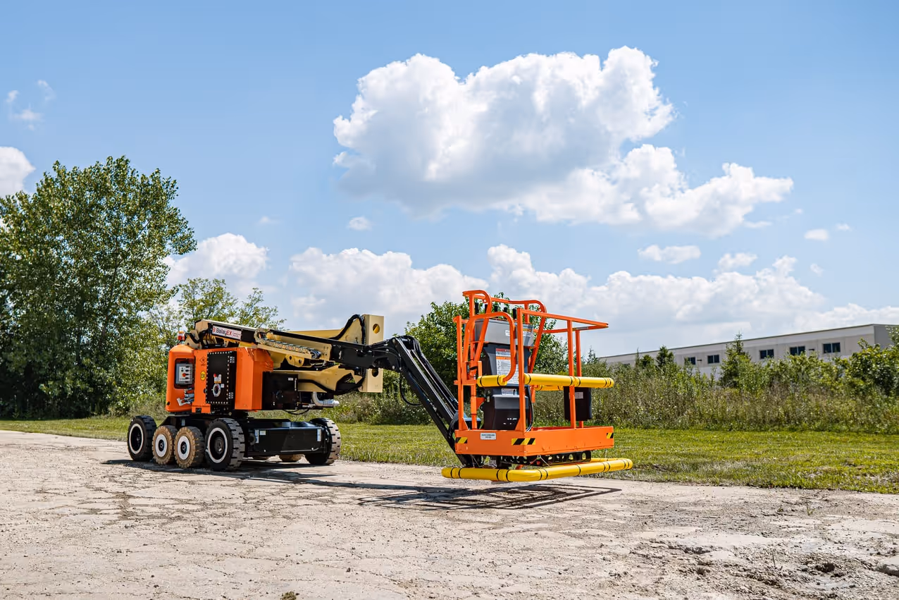 Bailey explosion-proof boom lift parked outdoors